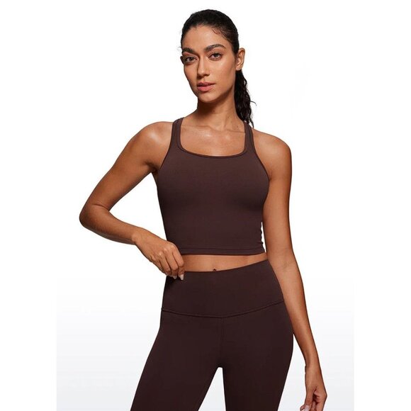 CRZ YOGA Women's Butterluxe Racerback Built in Bra Tank Size L In Hot Fudge Brow - Picture 1 of 11
